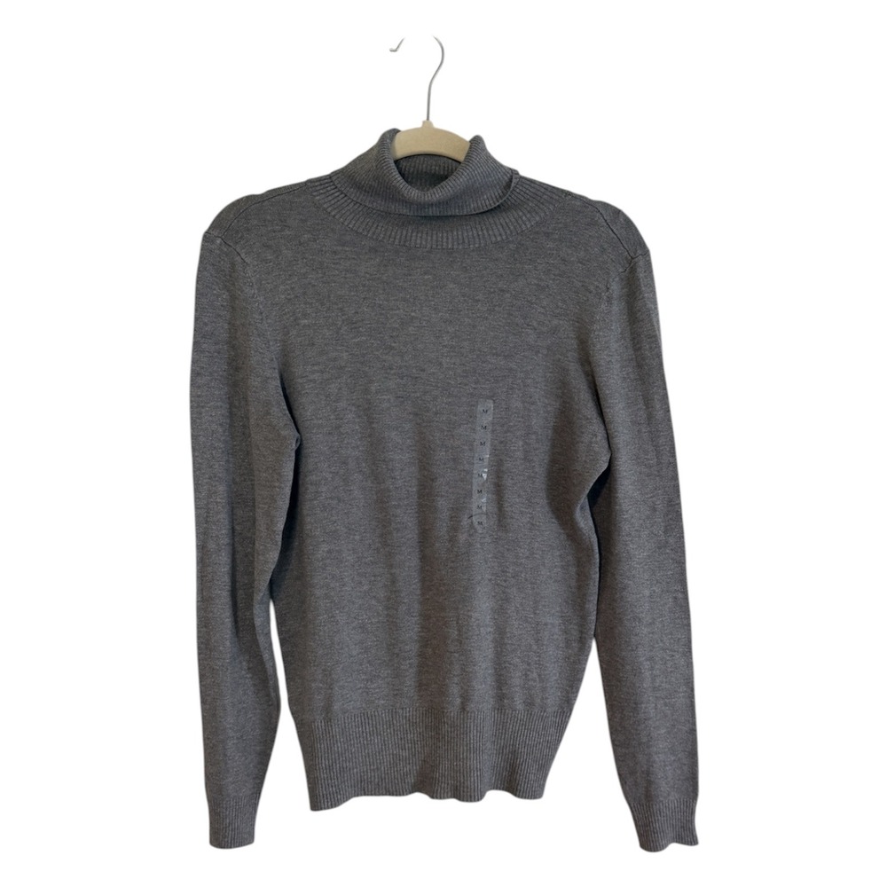 Ann Taylor Sweater Gray M Women Turtleneck Knit Long Sleeve Layering Casual NEW
